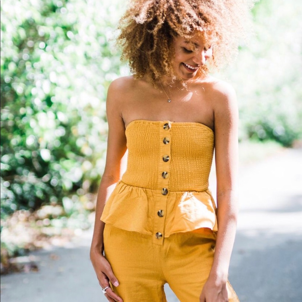 Urban outfitters mustard pull on jumpsuit